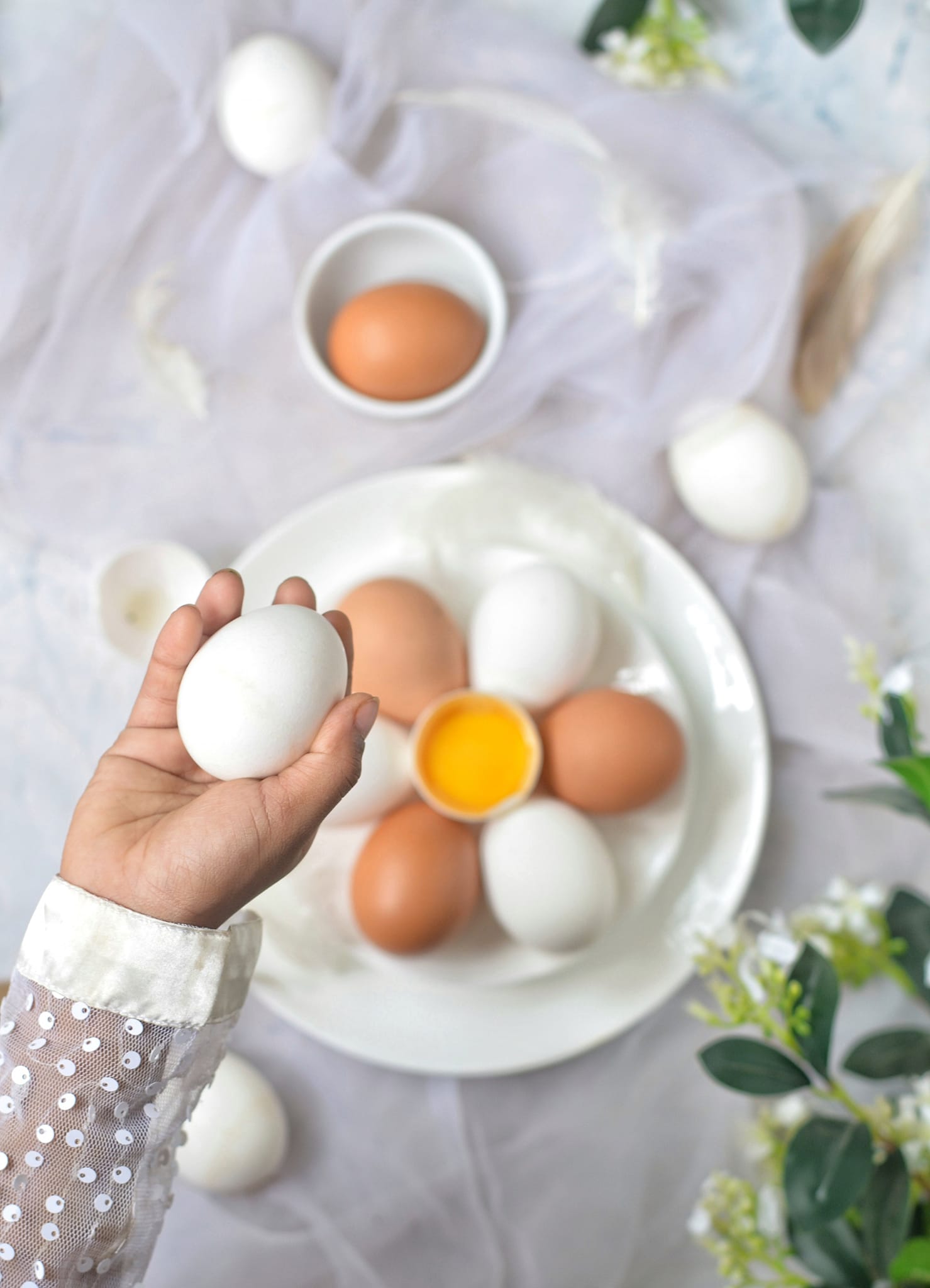 A white eggs in a hand